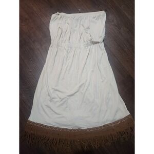 L&B Womens Fringe Tank Dress S Brown Boho Festival Western country chic